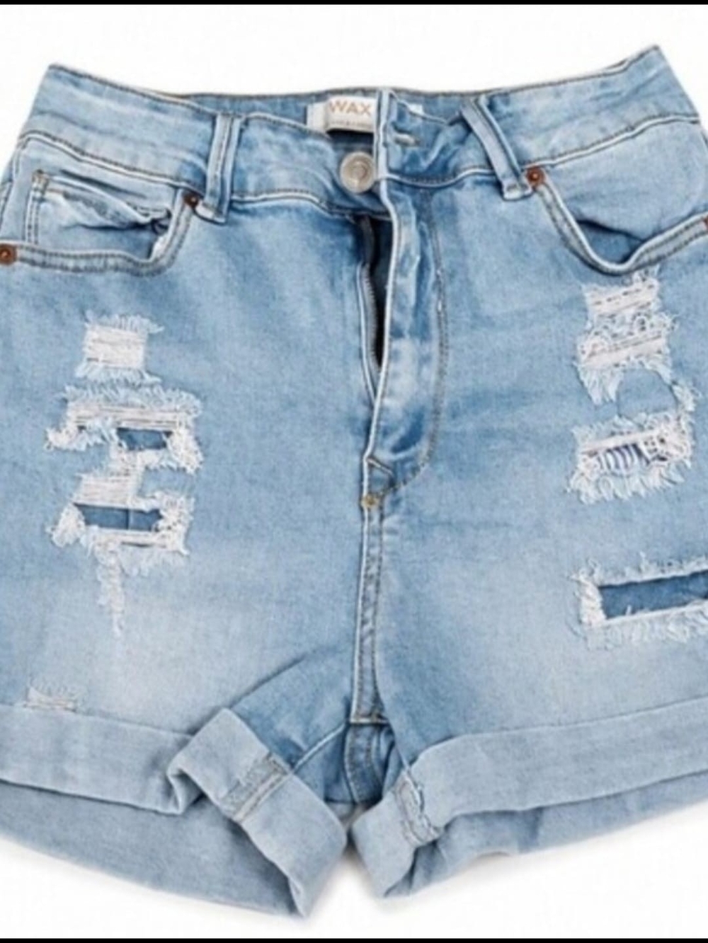 Wax Jean Light Wash Distressed Denim Shorts Size M Y2K